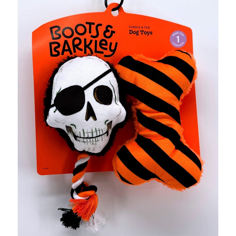 Boots & Barkley Pirate Skull and Striped Bone Cuddle Tug Dog Toy 2 Pack New